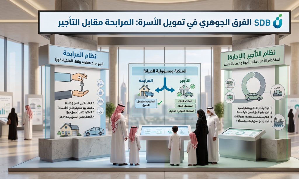 الفرق الجوهري بين نظام المرابحة والتأجير في بنك التنمية الاجتماعية قرض الأسرة