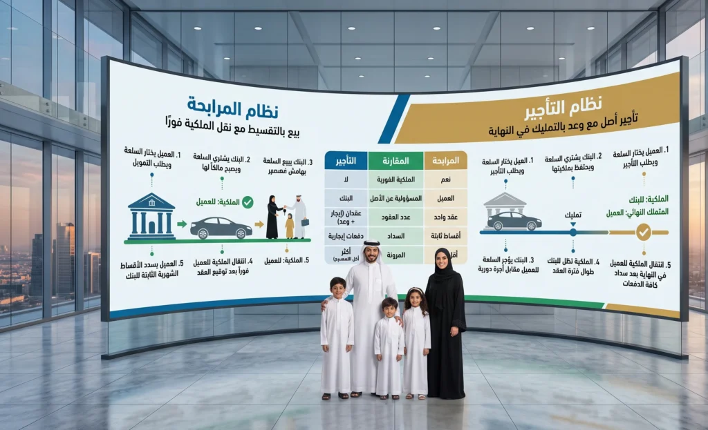 الفرق بين نظام المرابحة والتأجير في بنك التنمية الاجتماعية قرض الأسرة