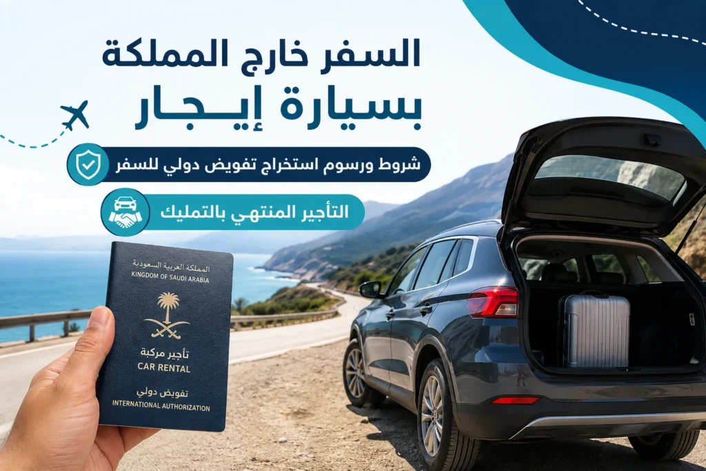 السفر خارج المملكة بسيارة إيجار: شروط ورسوم استخراج تفويض دولي للسفر التأجير المنتهي بالتمليك