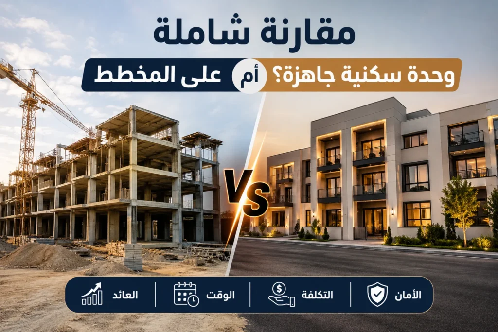 مقارنة شاملة: هل الأفضل شراء عقار على المخطط أم وحدة سكنية جاهزة؟